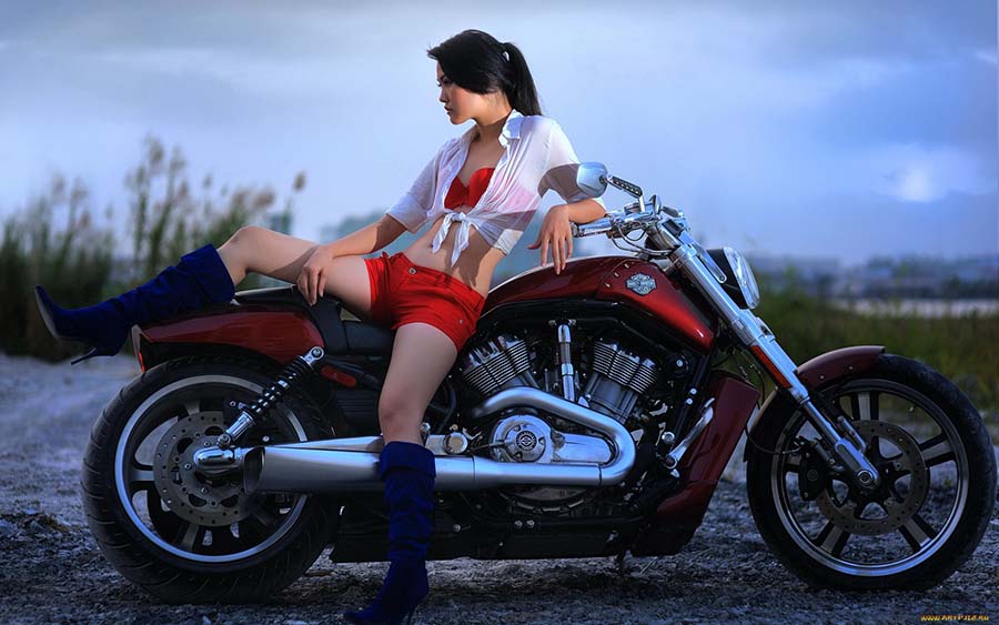 Beautiful girls and motorcycles in Port-of-Spain